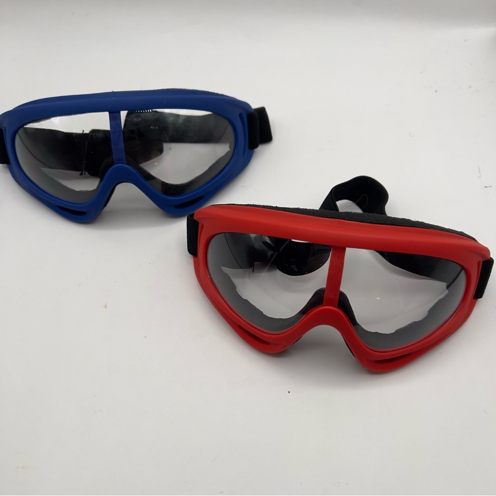 2-Pack Motorcycle Goggles Red & Blue Clear Lens ATV Dirt Bike Motocross